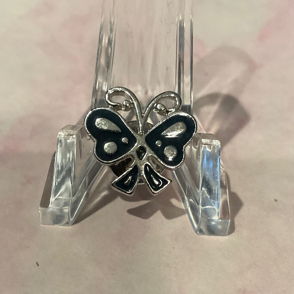 Vintage Amway Silver and Blue Tiny Butterfly Tie Tack or Lapel Pin